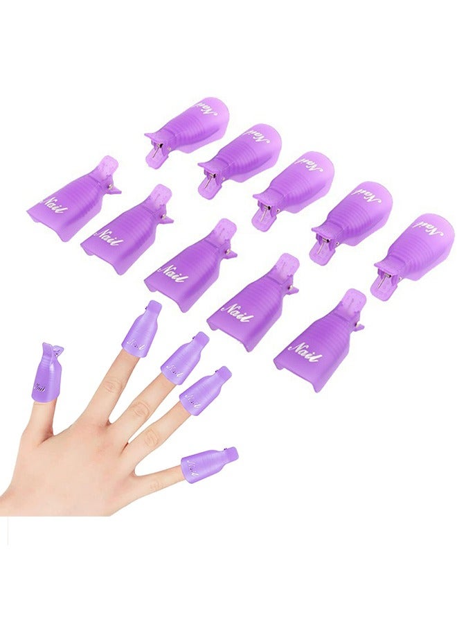 Yimart 10-Piece Soak Off Gel Polish Remover Cap Clip Set Purple - Image 1