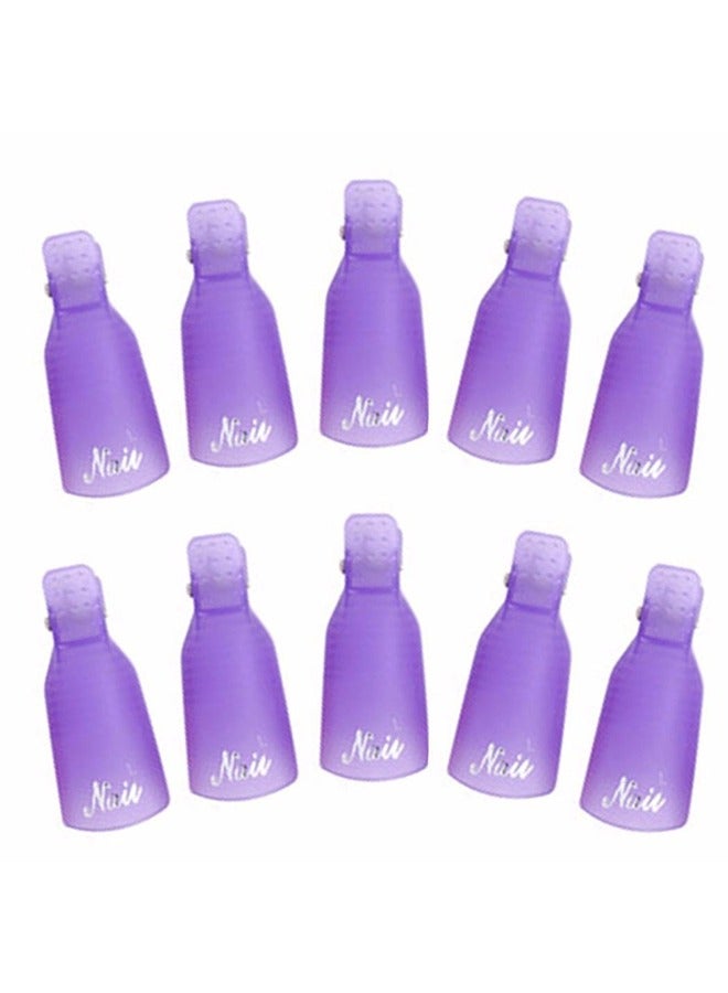 Yimart 10-Piece Soak Off Gel Polish Remover Cap Clip Set Purple - Image 2