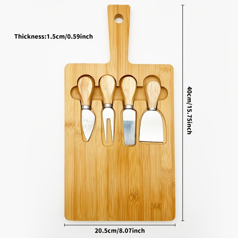 Model A Bamboo Cheese Board and Serving Tray Set Multi Use Cutting Board with Cheese Plate for Weddings Parties Housewarming Gifts Charcuterie Commercial Use - Image 2