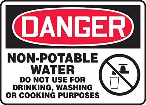 Accuform MCAW017VS Sign, Legend"DANGER NON-POTABLE WATER DO NOT USE FOR DRINKING, WASHING OR", 10" Length x 14" Width x - Image 1