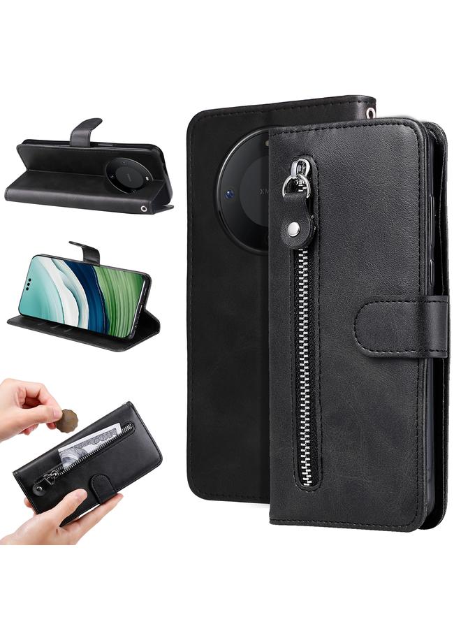 زبون جراب لهاتف Huawei Mate 60 Pro مصنوع من جلد العجل مع سحاب - Image 1