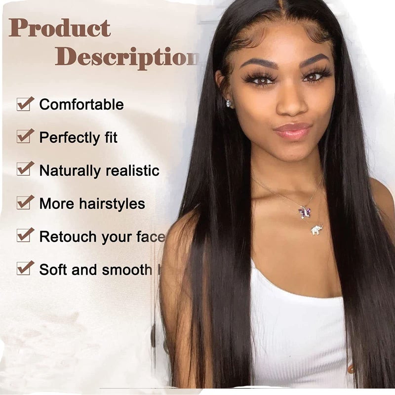 SCENTW Straight V Part Wig Synthetic Black Upgrade U Part Wigs for Black Women Glueless Full Head Clip In Hair Extensions Wig V Shape No Leave Out Wigs for Women Natural soft 150% Density(1B) - Image 4