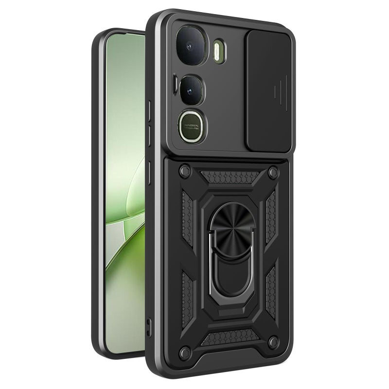 إيروريكس جراب هاتف من البولي يوريثان الحراري والكمبيوتر الشخصي لهاتف vivo Y400 5G بتصميم كاميرا منزلقة (أسود) - Image 1