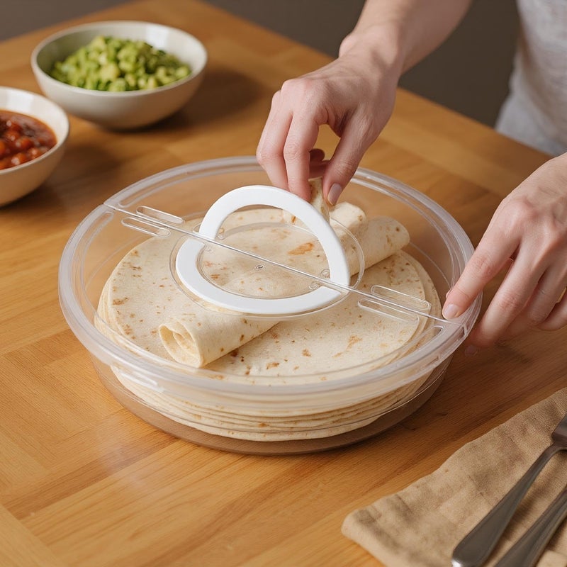 SwinDuck 12inch 2 Pack Food Storage Container with Lid and Handle, Reusable 2 Compartments Pizza Slice Storage Container, Round Pie Carrier Leftover Pizza Keeper for Food Cake Cheesecake Tortilla Pastry - Image 3