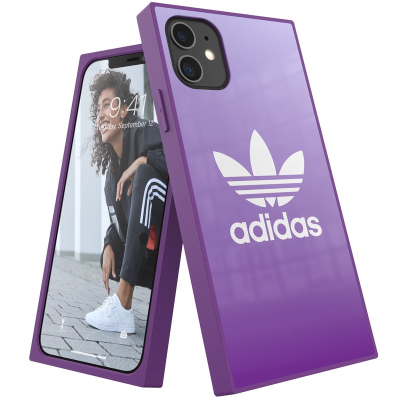 adidas Originals Compatible with iPhone 11 Case Logo Print Protective Square Mobile Phone Case  Active Purple