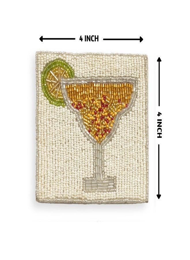 Folkulture Boho Coasters or Beaded Coasters for Drinks or Coffee Table, Cute Coasters for Farmhouse Style Table, 4" X 4", Square, Decorative Coaster Set (Cocktail) - Image 5