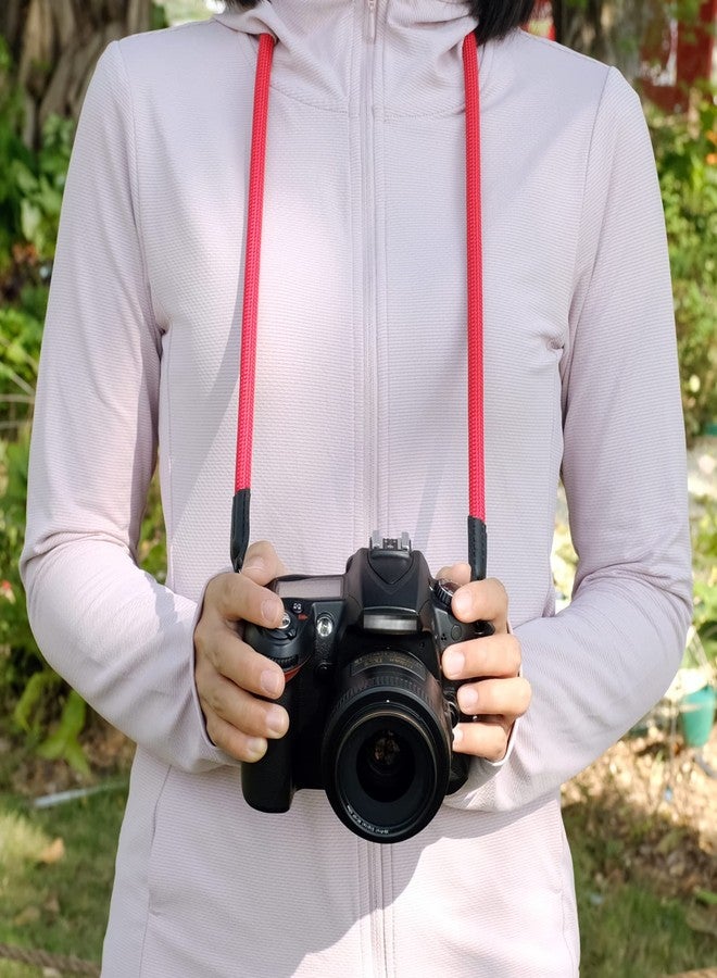 VKO Mirrorless Camera Neck Strap Compatible for Fujifilm X100F X-T20 X-T10 X-T2 X70 X-Pro2 X-E2S X-E3 X-E2 X-E1 X-T1 X-Pro1 X30 XQ2 XQ1 X100 X100S X100T Cameras Climbing Rope Shoulder Strap Red - Image 4