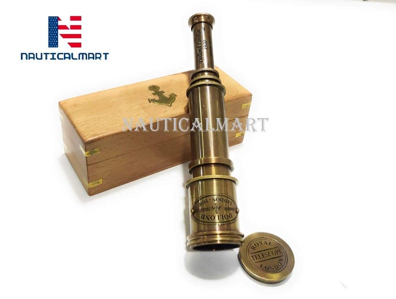 NAUTICALMART Pirate Brass Telescope, Spyglass Collapsible Monocular Decorative Telescope with Glass Optics for Travel, Hiking, Hunting, Navigation with High Resolution, with Lid and Antique Finish - Image 4