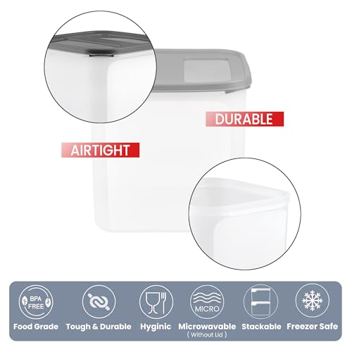 Cutting EDGE 2X Series 4.5 Litre Airtight Modular Container Set of 1, Leak Resistant Durable Plastic Kitchen Storage Organizer Box for Rice, Dal, Atta, Flour, Cereals & Snacks (Black Lid) - Image 4