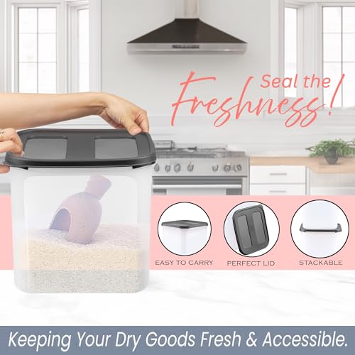 Cutting EDGE 2X Series 4.5 Litre Airtight Modular Container Set of 1, Leak Resistant Durable Plastic Kitchen Storage Organizer Box for Rice, Dal, Atta, Flour, Cereals & Snacks (Black Lid) - Image 2