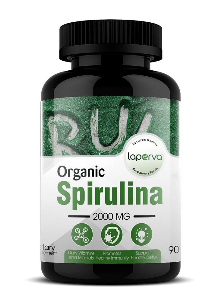 Laperva Laperva Spirulina, Rich in Vitamins and Minerals, Helps in Detoxing the Body, Boosts Immunity, 90 Veggie Capsules, 2000 mg 