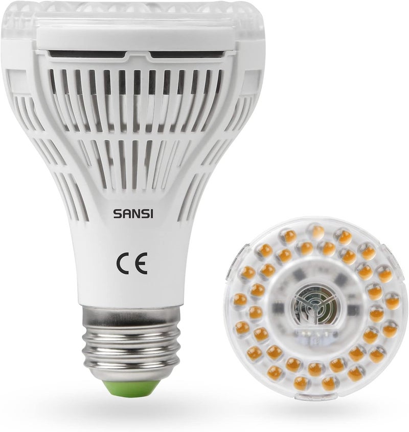 SANSI 15W LED Grow Light for Indoor Plants, 200W Equivalent Full Spectrum E27 Plant Growing Light Bulb for Seedlings Succulents Hydroponic (PPF 27μmol/s, 60° Beam Angle, Veg Cover: 2x2 Sq Ft) - Image 1