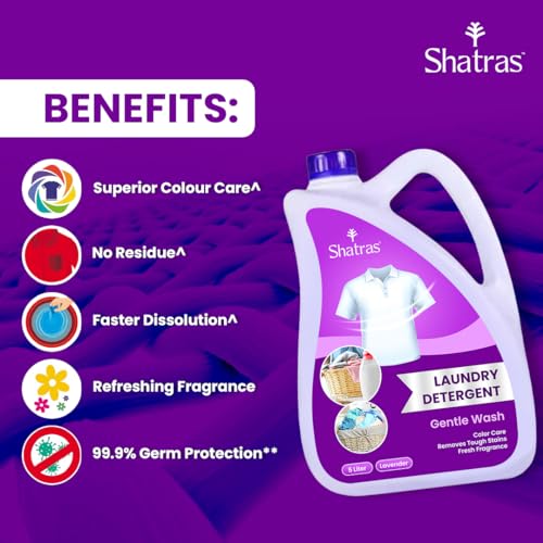 Shatras Liquid Detergent 5 Liter, Laundry Liquid for Fabric Care, Suitable for Top-Load and Front Load Machine and Hand Wash, Concentrated Laundry Detergent - Image 4