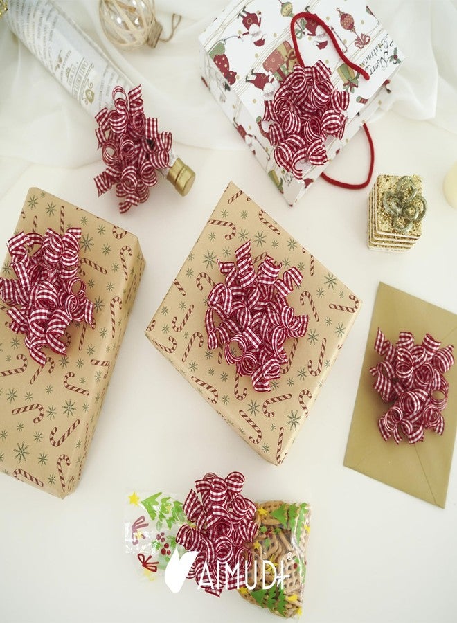 AIMUDI Red Curly Bows for Gift Wrapping 5'' Christmas Gift Bows Plaid Burst Bows Self Adhesive Bows for Treats Presents Crafts Christmas Party Favors, 8 PCs - Image 5
