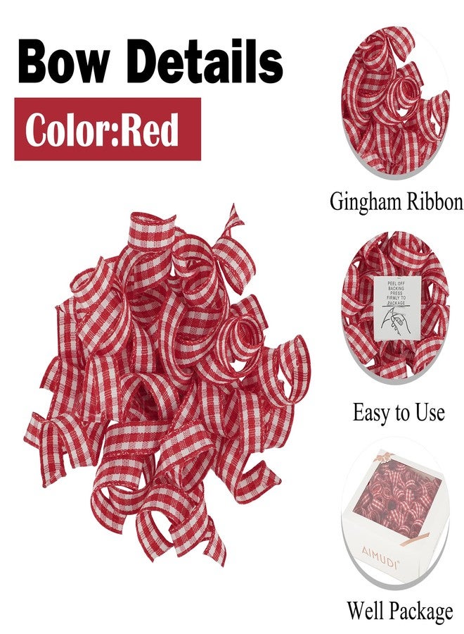 AIMUDI Red Curly Bows for Gift Wrapping 5'' Christmas Gift Bows Plaid Burst Bows Self Adhesive Bows for Treats Presents Crafts Christmas Party Favors, 8 PCs - Image 4