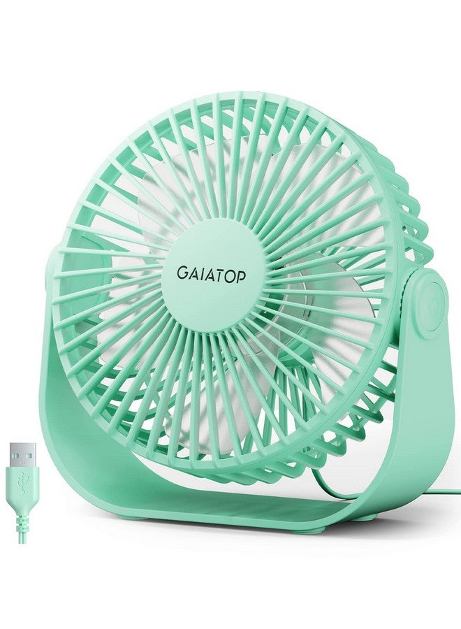 Gaiatop USB Desk Fan, 3 Speeds Strong Airflow, 5.5 Inch Portable 90° Rotate Quiet Cooling, Small Personal Table Fans for Bedroom Home Office Travel Green - Image 1