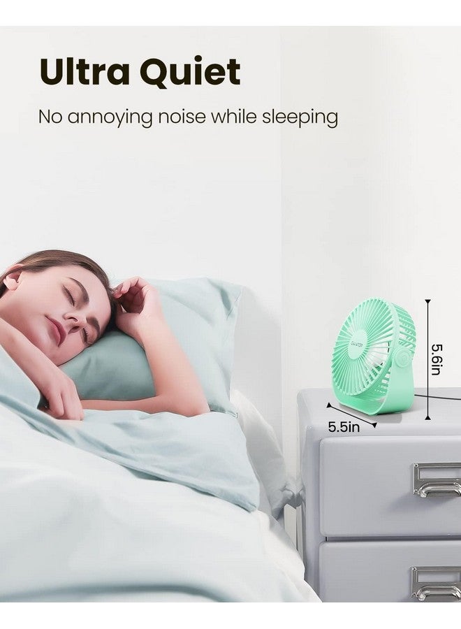 Gaiatop USB Desk Fan, 3 Speeds Strong Airflow, 5.5 Inch Portable 90° Rotate Quiet Cooling, Small Personal Table Fans for Bedroom Home Office Travel Green - Image 3