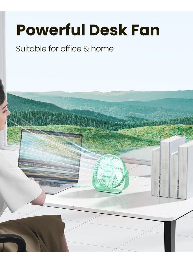 Gaiatop USB Desk Fan, 3 Speeds Strong Airflow, 5.5 Inch Portable 90° Rotate Quiet Cooling, Small Personal Table Fans for Bedroom Home Office Travel Green - Image 2