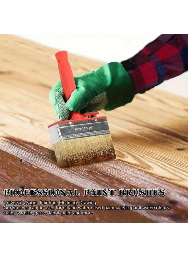 8pcs Premium Hog Bristle Deck Brushes Red Snap Grip Handles For Timber Fences Shed Painting - Image 4