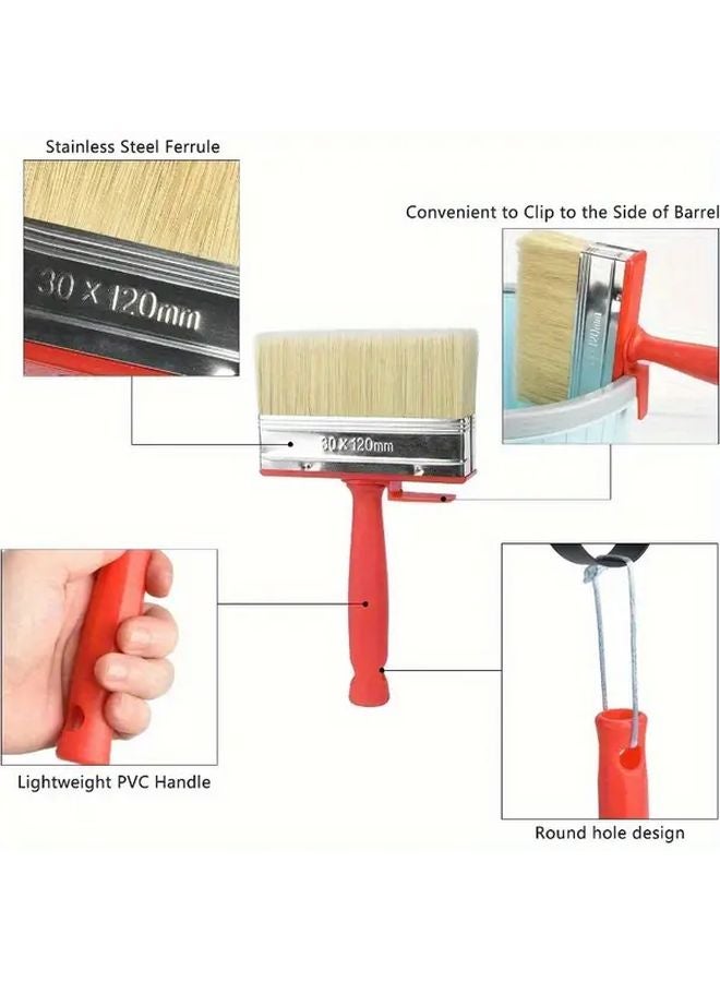 8pcs Premium Hog Bristle Deck Brushes Red Snap Grip Handles For Timber Fences Shed Painting - Image 5