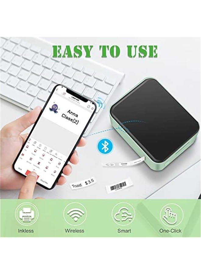 ANKOVO Label Maker Machine Thermal Bluetooth Label Printer with Tape Inkless Rechargeable Mini Labeler Small Handheld Sticker Maker with Multiple Templates for Office Home Storage Organizing - Image 3