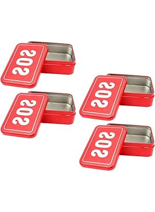 4Pcs Red Tinplate Tool Box Set Portable Outdoor Storage Case For Camping Hiking - Image 1