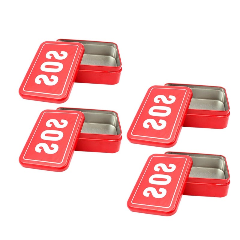 4Pcs Red Tinplate Tool Box Set Portable Outdoor Storage Case For Camping Hiking - Image 2