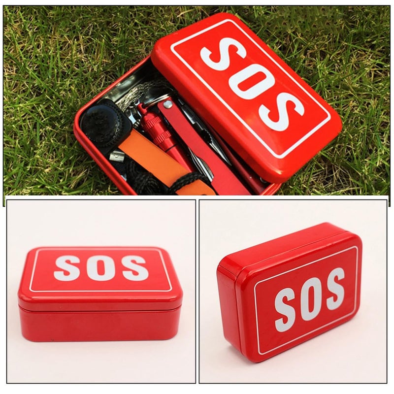 4Pcs Red Tinplate Tool Box Set Portable Outdoor Storage Case For Camping Hiking - Image 4