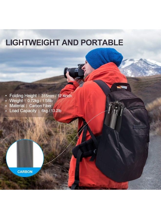 sirui SIRUI Carbon Fiber Travel Tripod Compact Lightweight Slik Tripod with B00K Head, Arca Swiss Plate, Load 8kg/17.6lbs, Weight 2lbs, Folded Height 13" (Traveler 5CX)  - Image 4