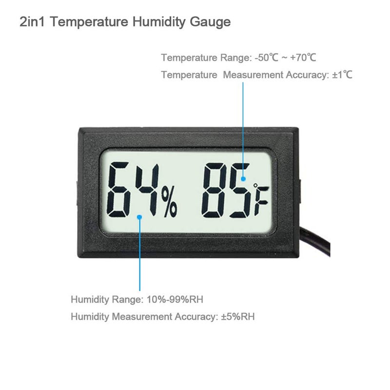 Veanic 4-Pack Mini Digital Hygrometer Thermometer Gauge with Probe Large Number LCD Display Temperature Fahrenheit Humidity Meter for Incubator Reptile Plant Terrarium Humidor Guitar Case Greenhouse - Image 3