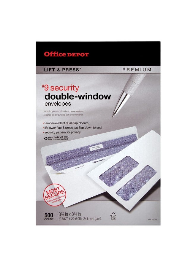 أوفيس ديبوت مظاريف ذات نافذة مزدوجة من Lift Press(Tm) معاد تدويرها بنسبة 100%، رقم 9 (3 7/8 بوصة × 8 7/8 بوصة)، باللون الأبيض، عبوة من 500 مظاريف، 76169 - Image 4