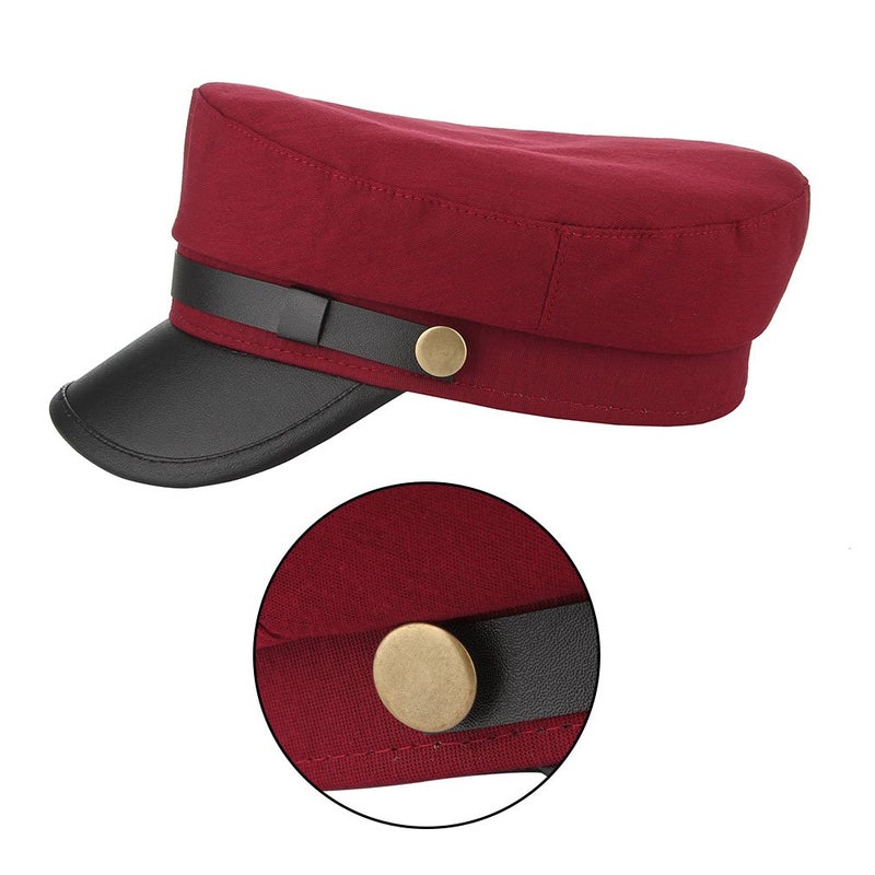 GEMVIE Chauffeur Hat for Men Women Newsboy Cap Greek Fisherman Hat British Fiddler Hat Dark Red - Image 3