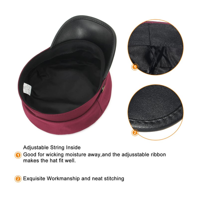 GEMVIE Chauffeur Hat for Men Women Newsboy Cap Greek Fisherman Hat British Fiddler Hat Dark Red - Image 4