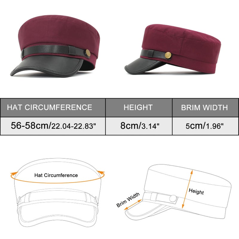 GEMVIE Chauffeur Hat for Men Women Newsboy Cap Greek Fisherman Hat British Fiddler Hat Dark Red - Image 5