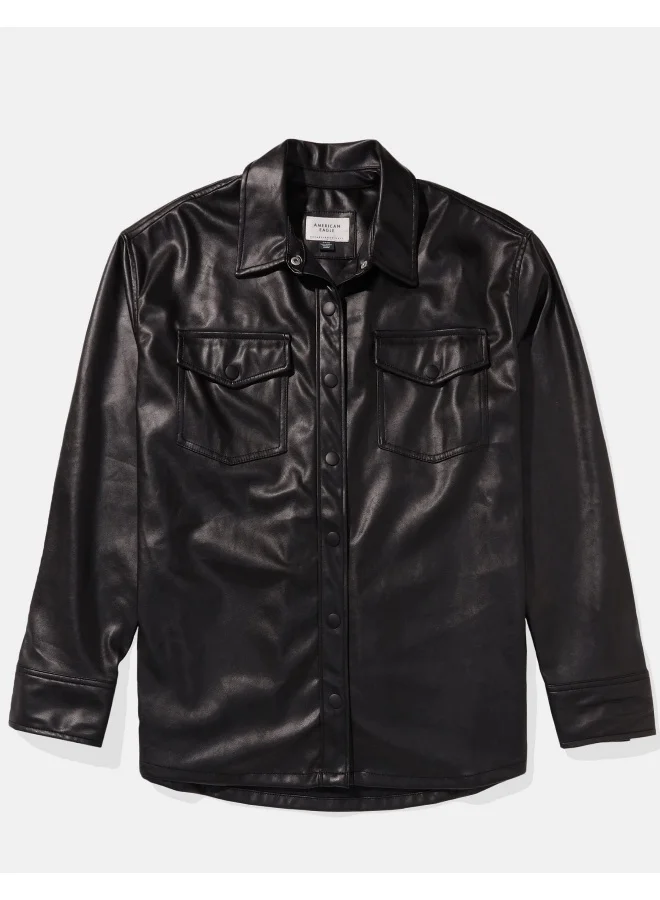 American Eagle AE Vegan Leather Shacket