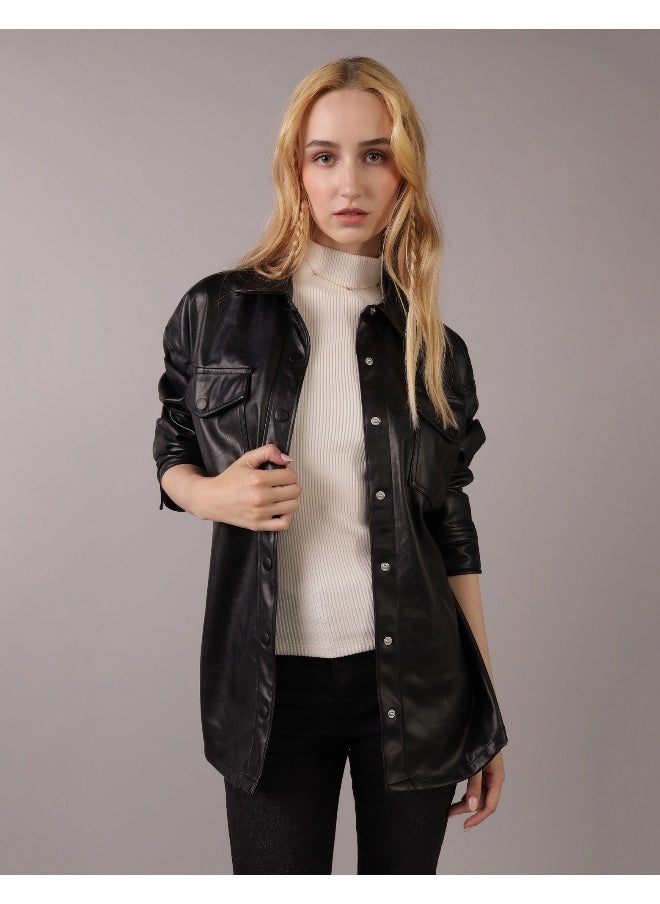 American Eagle AE Vegan Leather Shacket  - Image 1