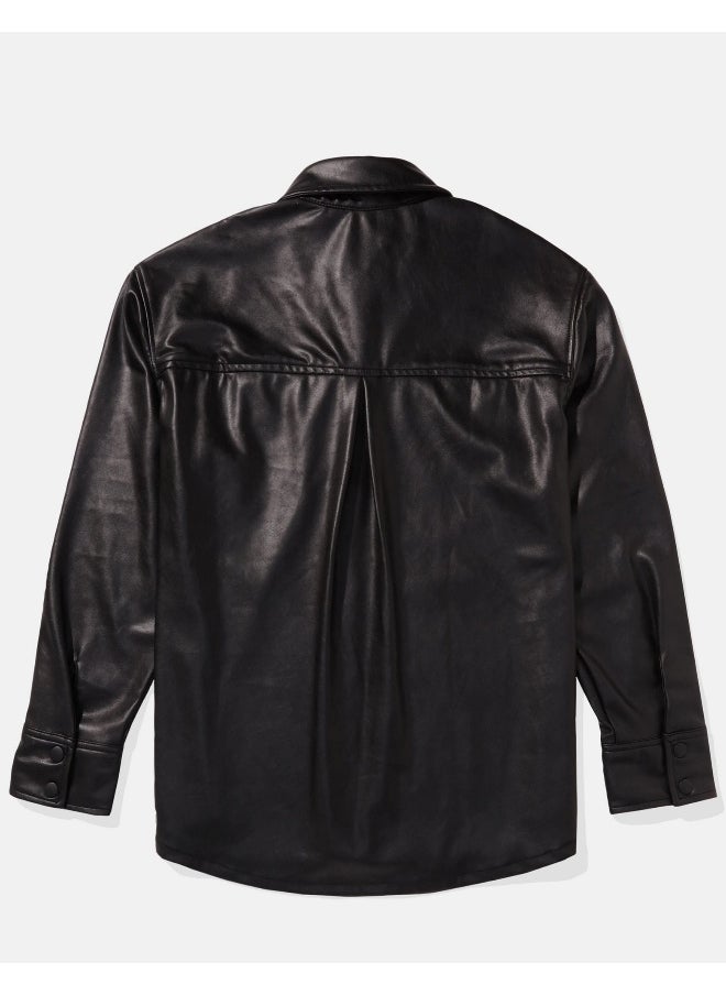 American Eagle AE Vegan Leather Shacket  - Image 4