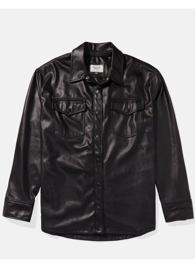 American Eagle AE Vegan Leather Shacket  - Image 3