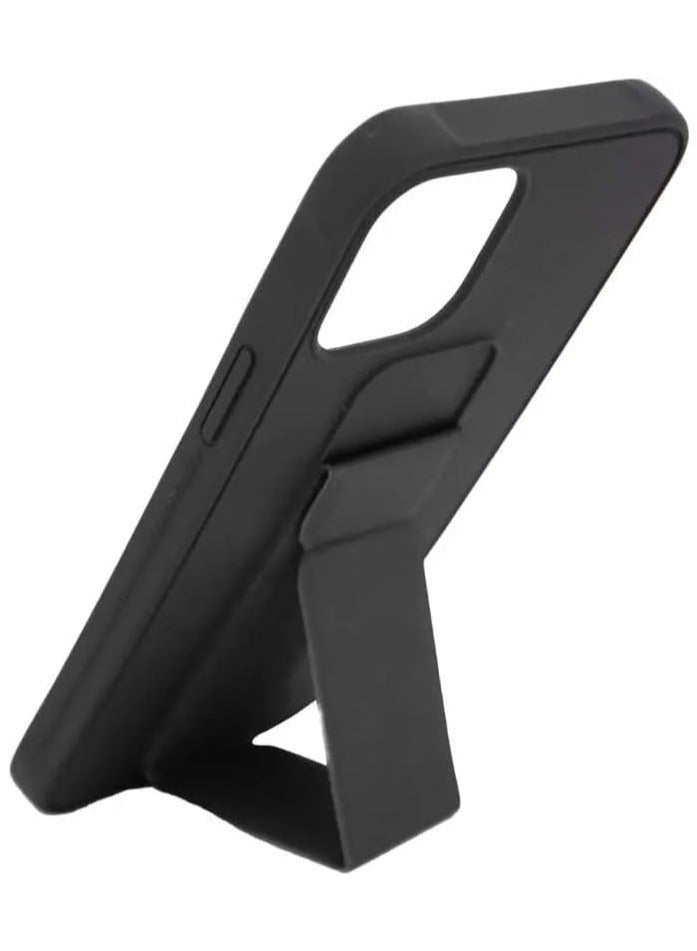 Case for iPhone 15 Pro Max Cover Black Magnetic Car Mount Kickstand & Holder, Premium Silicone Vertical & Horizontal Hand Strap and Grip with Multi Stand (Black) - Image 5