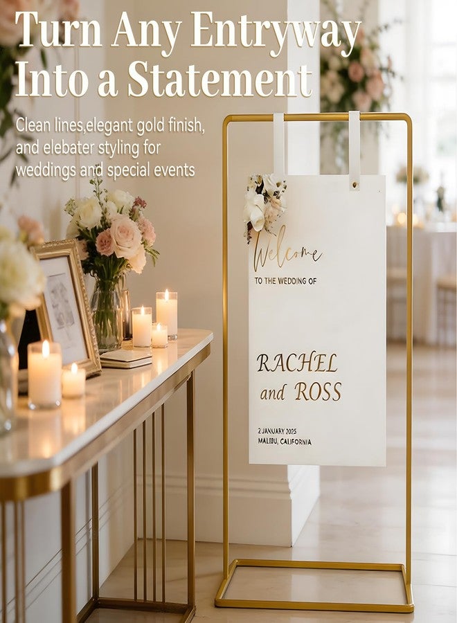 ReePlan Wedding Welcome Sign Stand 68 x 31 x 20 Inch Adjustable Wedding Sign Holder with 8 Leather and Water Bags Heavy Duty Easel for Poster, Baby Bridal Shower, Bridal Shower, Seating Chart, Gold - Image 4