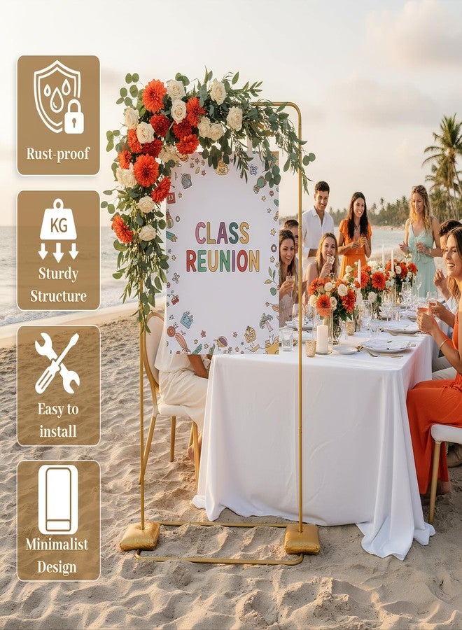 ReePlan Wedding Welcome Sign Stand 68 x 31 x 20 Inch Adjustable Wedding Sign Holder with 8 Leather and Water Bags Heavy Duty Easel for Poster, Baby Bridal Shower, Bridal Shower, Seating Chart, Gold - Image 2