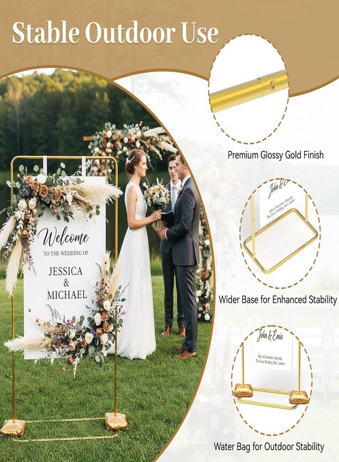ReePlan Wedding Welcome Sign Stand 68 x 31 x 20 Inch Adjustable Wedding Sign Holder with 8 Leather and Water Bags Heavy Duty Easel for Poster, Baby Bridal Shower, Bridal Shower, Seating Chart, Gold - Image 5