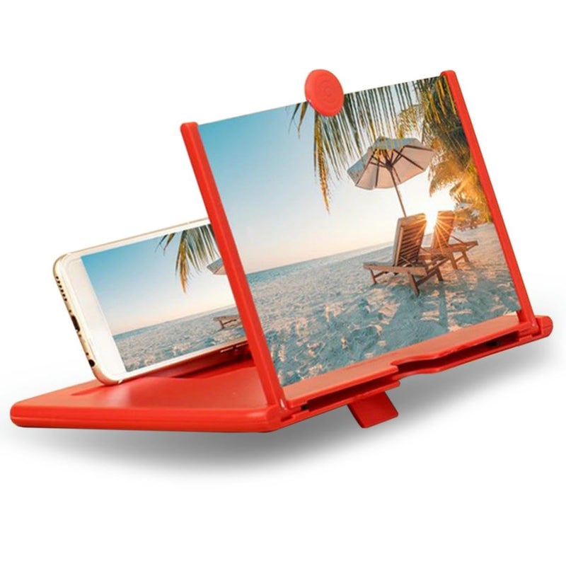 Mobile Lens - 3D HD Screen Magnifier for Smartphones, Foldable Large Holder with Anti-Radiation Shield, Red Finish, Universal Fit, Enhances Video and Photo Viewing Experience with Portable Design for - Image 3