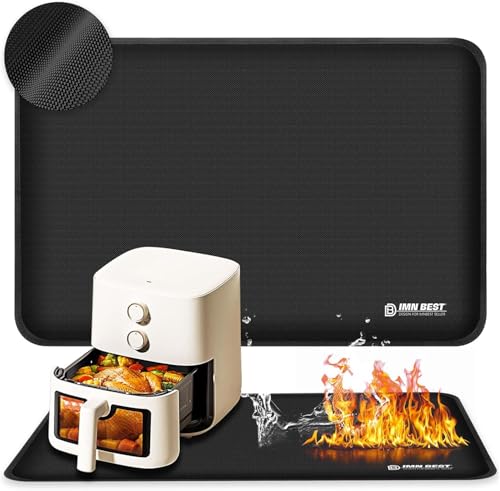 ImnBest Heat Resistant Mat 17.5""X13.5"" for Air Fryer Site, Fireproof Silicone Mat for Kitchen Countertop, Non-slip and Waterproof, Countertop Protector, Black - Image 1