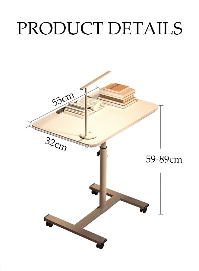 DUNISO C Shaped Side Table with 4 Castor Wheels Metal Frame Bed Couch End Table Laptop Holder Table 360 Degree Rotating Folding Panel Adjustable Height Bedside Table Modern Design Space Saving Multi Functional Narrow End Table for Living Room Sofa Couch Bedroom - Image 4