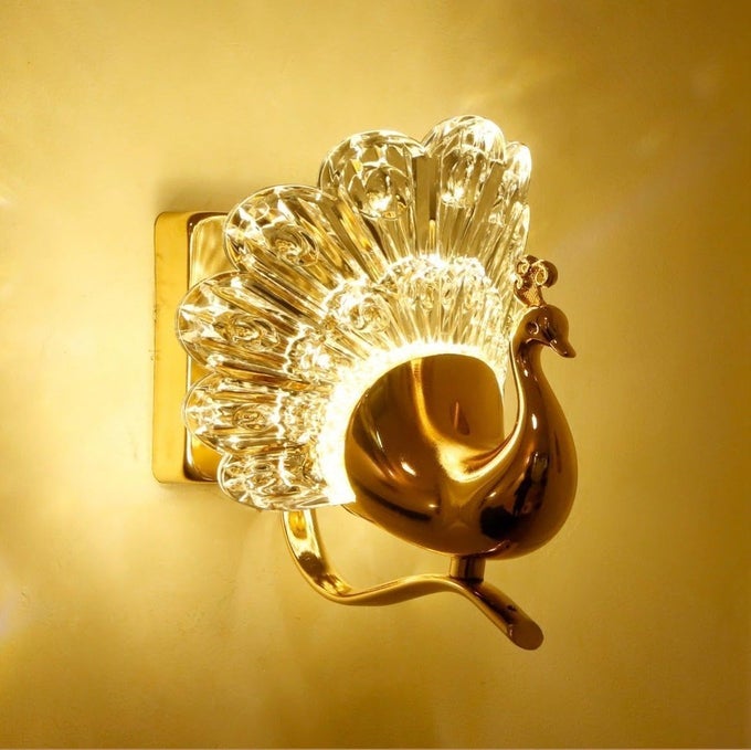 WALL LIGHTING FIXTURESINDOOR LIGHT LUXURY WALL SCONCES FOR BEDSIDE LIVING ROOM WALL LAMP LIGHT NORDIC INDOOR BEDROOM BEDSIDE LIVING ROOM HOME DECORATION PEACOCK WALL LAMP