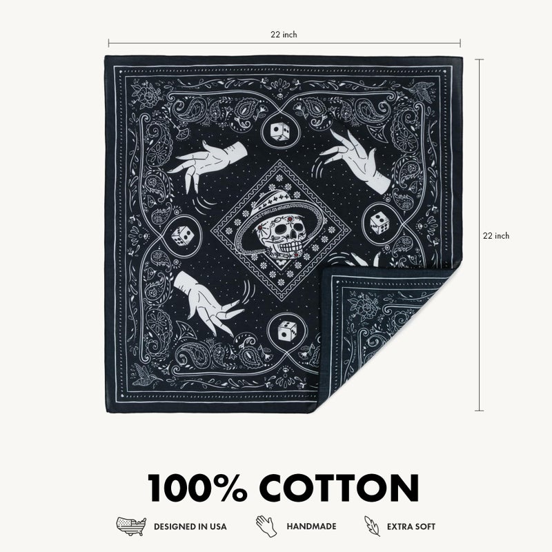 WHTE MOSS Just Roll the Dice Bandana â€“ 100% Cotton Extra Soft Handkerchief for Men & Women (Dice black) - Image 4