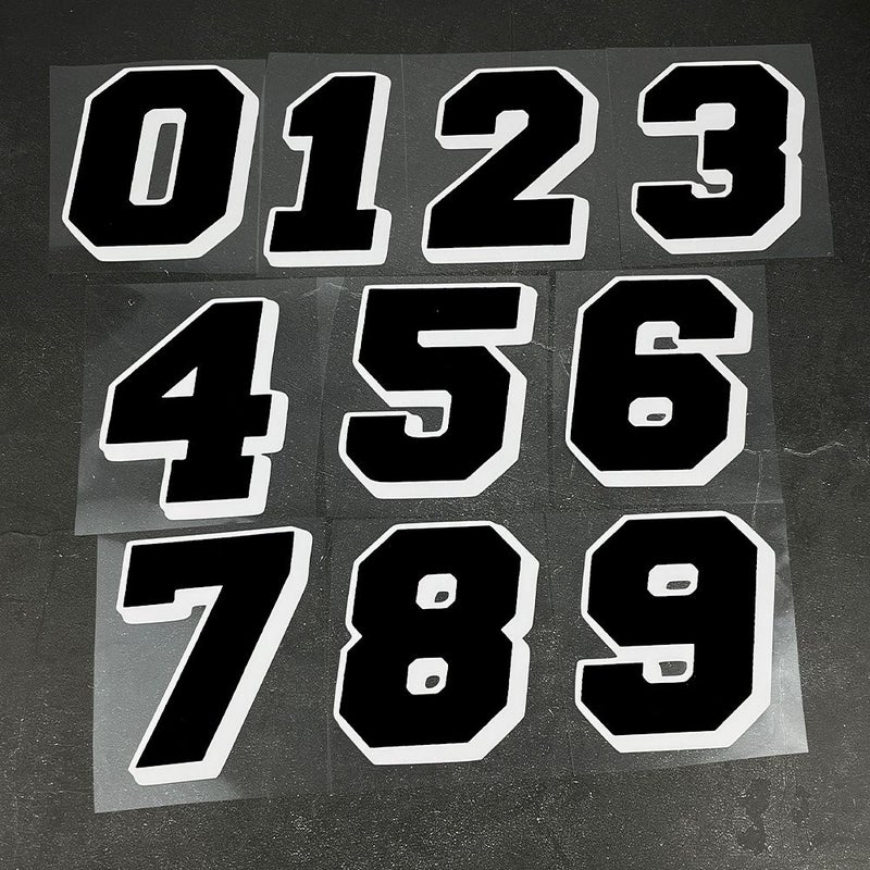 Black 3.94 Inch Motorcycle Number Sticker Waterproof Vinyl Decal Universal Helmet Fuel Tank Decoration - Image 1