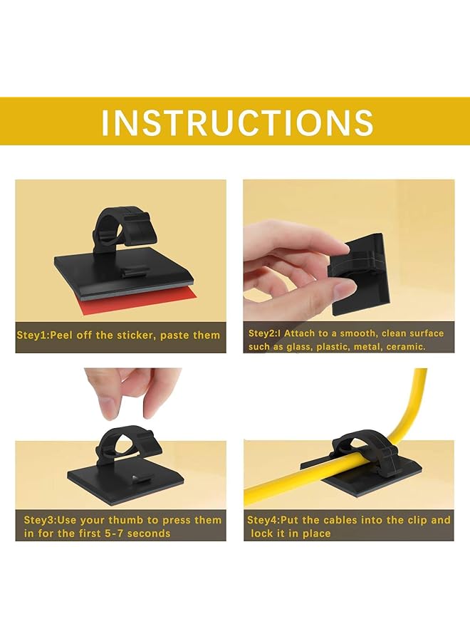 erorex 50Pcs Wire Cable Clips Adhesive Wire Clips Management Wire Cable Holder Clamps Cable Tie Holder For Car Office And Home Upgraded Black - Image 3