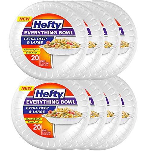 Hefty Everything Bowl 9 Inch Diameter 27 Ounce Capacity 20 Count Pack of 8 160 Total